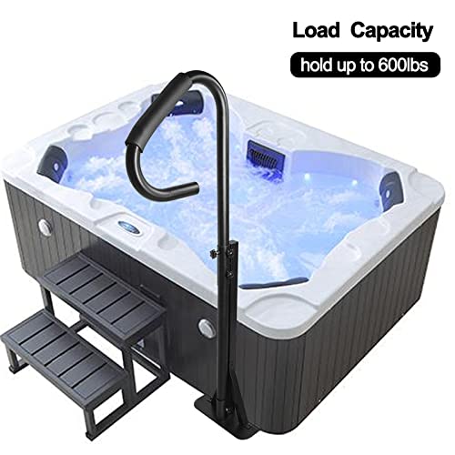 Karpevta Hot Tub Handrail 56 inch with Blue Handrail Cover, Spa Handrail 600LBS Capacity Hot Tub Hand Rail Black Spa Safety Rail for Spa or Hot Tub