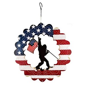 bigfoot metal wind spinners funny bigfoot gifts sasquatch gifts for men women, 12 inch hanging garden decor for outside bigfoot americana flag decor july 4th decorations outdoor for garden, yard