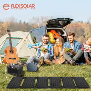 FlexSolar 40W Foldable Solar Panel Charger with USB-C and USB-A Outputs for Phones, Power Banks, Tablets - Waterproof for Camping, Hiking, Backpacking
