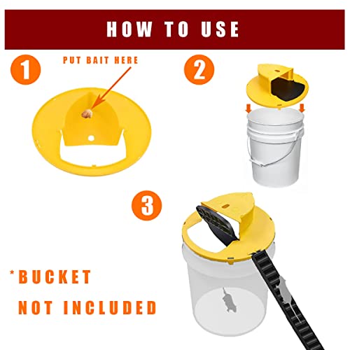 Mouse Trap Bucket Lid - Flip Bucket Lid Mouse Trap, Humane Mouse/Mice/Rat Trap for Indoor/Outdoor/Garage/Patio