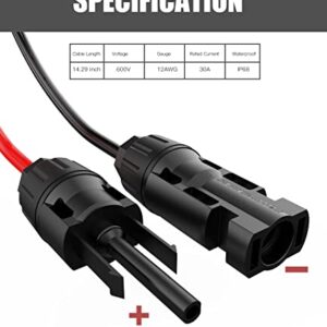 BERLAT Solar Panel Extension Cable,10AWG SAE PV Extension Cable to Solar Panels with 2 Pack SAE to SAE Polarity Reverse Adapters-30cm