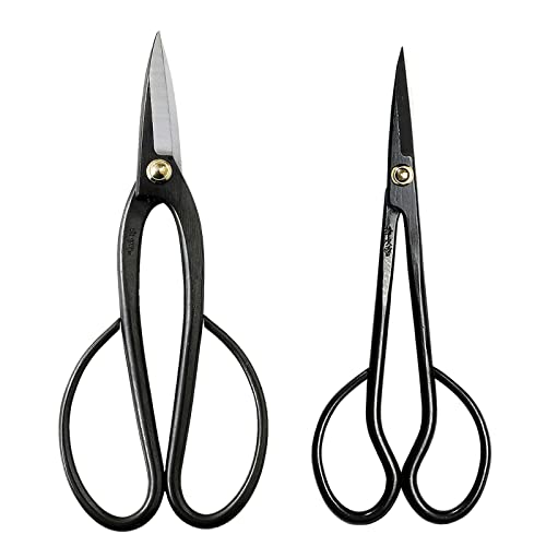 Wazakura Bonsai Pruning Scissors Tool Set Made in Japan, Japanese Trimming Shears Starter Kit - Ashinaga Bonsai Scissors and Satsuki Trimming Scissors Pack (Ashinaga + Satsuki Bonsai Scissors)