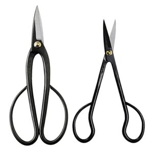 Wazakura Bonsai Pruning Scissors Tool Set Made in Japan, Japanese Trimming Shears Starter Kit - Ashinaga Bonsai Scissors and Satsuki Trimming Scissors Pack (Ashinaga + Satsuki Bonsai Scissors)