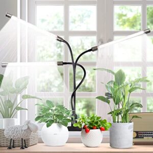 Juhefa Grow Light for Indoor Plants Growing, 126LED 6000K Full Spectrum Gooseneck Dimmable Plant Lamp for Seedlings Succulents Bonsai Plants, Timing 4/8/12H