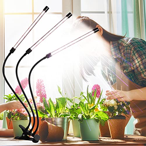 Juhefa Grow Light for Indoor Plants Growing, 126LED 6000K Full Spectrum Gooseneck Dimmable Plant Lamp for Seedlings Succulents Bonsai Plants, Timing 4/8/12H