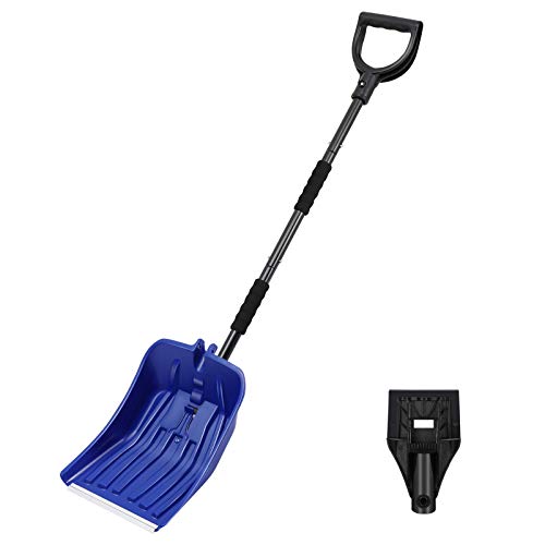 BESPORTBLE Shovels for Kids Collapsible Snow Shovel,. 5- Inch Snow Clearing Road Kit with Shovel, Ice Scraper- Snow Scoop with Detachable Handle and D- Grip for Car, Camping Outdoor Activities