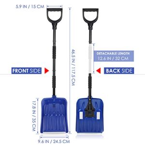 BESPORTBLE Shovels for Kids Collapsible Snow Shovel,. 5- Inch Snow Clearing Road Kit with Shovel, Ice Scraper- Snow Scoop with Detachable Handle and D- Grip for Car, Camping Outdoor Activities