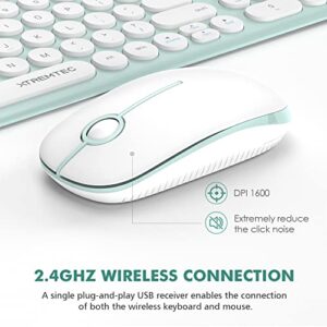 Wireless Keyboard and Mouse Combo, Cute Kawaii Green Aesthetic Quiet Laptop Keyboard Teclado y Mouse Inalambrico Mac (Macaron Green)