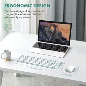 Wireless Keyboard and Mouse Combo, Cute Kawaii Green Aesthetic Quiet Laptop Keyboard Teclado y Mouse Inalambrico Mac (Macaron Green)