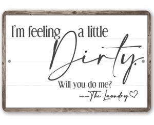 laundry room decor and accessories - i'm feeling a little dirty - metal sign - laundry signs for laundry room decor - funny laundry room sign - laundry decor for laundry room