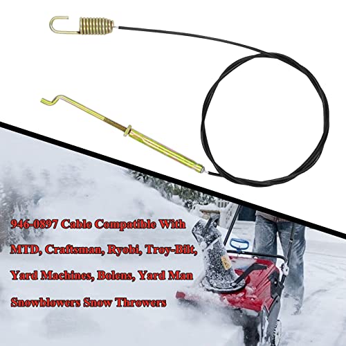Wanotine 946-0897 Auger Clutch Cable for MTD 746-0897 746-0897A 946-0897A 2-Stage Snowblowers, Fits MTD Craftsman Ryobi Troy-Bilt Yard Machines Bolens Yard Man Snow Throwers