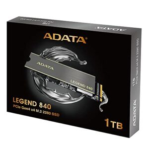 ADATA Legend 840 1TB PCIe Gen4 x4 NVMe 1.4 M.2 Internal Gaming SSD Up to 5,000 MB/s (ALEG-840-1TCS)