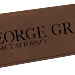 Office Desk Name Plate Personalized. Custom Name Plates for Office Desks. Gift For Coworkers, Teachers, Graduates. Engraved Leatherette Desk Wedge(Dark Brown)