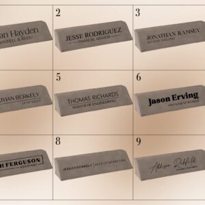 Office Desk Name Plate Personalized. Custom Name Plates for Office Desks. Gift For Coworkers, Teachers, Graduates. Engraved Leatherette Desk Wedge(Dark Brown)