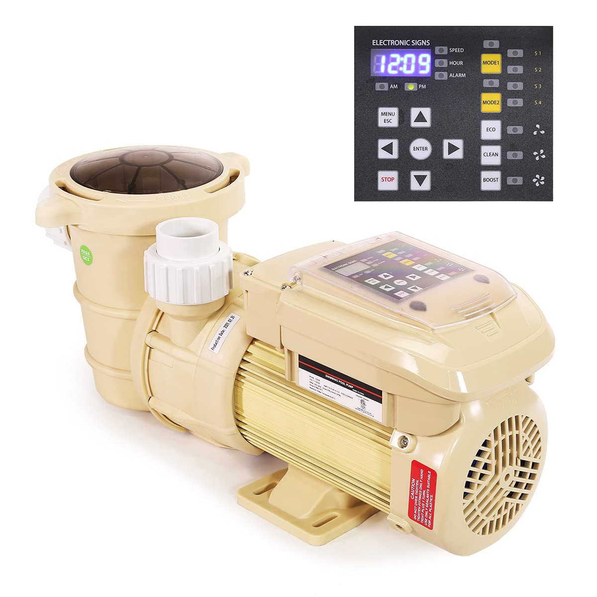 XtremepowerUS 1.5HP Variable Speed Whisper Above Ground Swimming Pool Pump Beige