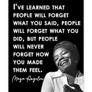 Inspirational Wall Art Poster "People Will Forget…", Maya Angelou 8x10 Black, Motivational Wall Art & Positive Affirmations Wall Decor for Bedroom, Teen Girl, Boy & Office Decor for Men, Women