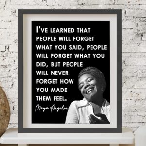 Inspirational Wall Art Poster "People Will Forget…", Maya Angelou 8x10 Black, Motivational Wall Art & Positive Affirmations Wall Decor for Bedroom, Teen Girl, Boy & Office Decor for Men, Women