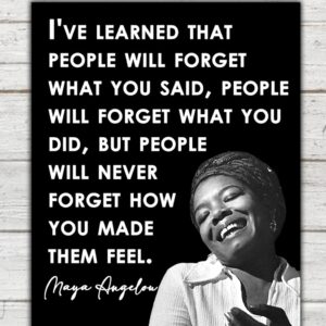 Inspirational Wall Art Poster "People Will Forget…", Maya Angelou 8x10 Black, Motivational Wall Art & Positive Affirmations Wall Decor for Bedroom, Teen Girl, Boy & Office Decor for Men, Women