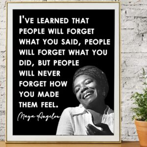 Inspirational Wall Art Poster "People Will Forget…", Maya Angelou 8x10 Black, Motivational Wall Art & Positive Affirmations Wall Decor for Bedroom, Teen Girl, Boy & Office Decor for Men, Women