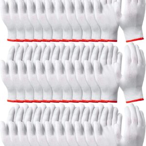 Hicarer 24 Pairs Cotton Hand Working Gloves White Cotton Liners Gloves for Safety Work Gloves Thicker Men Women Cotton BBQ Gloves(Red Edge)