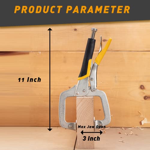 Metal Face Clamps for Woodworking - TOLESA 11 Inch Pocket Hole Jig Clamp Heavy Duty C Clamp Set Welding Clamps with Swivel Pad Adjustable Vise Grip Wood Clamp for Pocket Hole Joinery Cabinet Carpentry