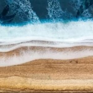 Epoxy Table, Beach View Wooden Epoxy Table, 72" x 36" Inch Natural Effect of Returning Water on Beach Dining Table, Natural Wood Epoxy Eating Table, Resin Table, Piece of Conversation