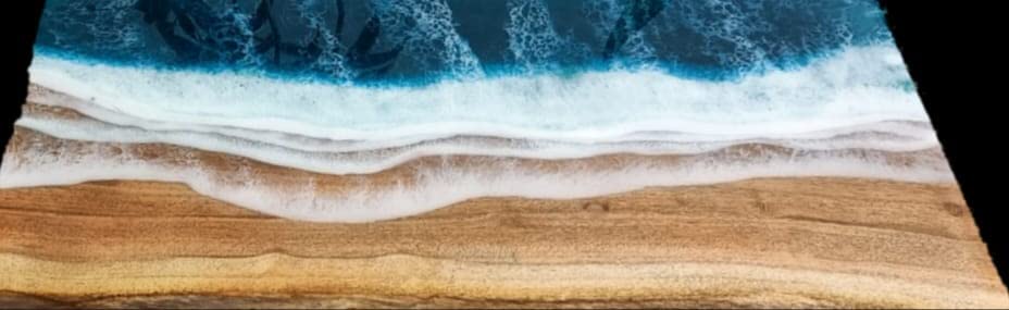 Epoxy Table, Beach View Wooden Epoxy Table, 72" x 36" Inch Natural Effect of Returning Water on Beach Dining Table, Natural Wood Epoxy Eating Table, Resin Table, Piece of Conversation