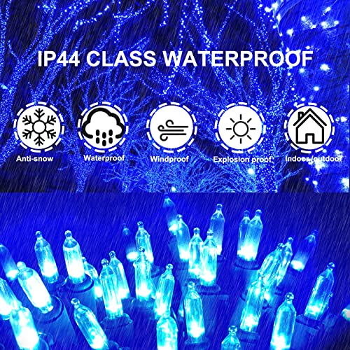 Heyworld Blue Christmas Lights, UL Certified 100 LED Mini Tree Lights, 33ft Xmas Lights, 120V Indoor & Outdoor String Lights, Waterproof Wire Lights for Christmas Tree, Patio, Garden, Home Decoration