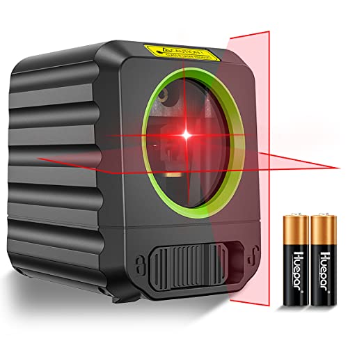 Huepar Laser Level, Self-Leveling Laser Level with Red Beam Cross Line Laser-Vertical and Horizontal Line, 66ft Alignment Laser Tool for Picture Hanging and DIY Application, Battery Included-B011R