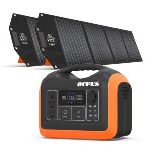 oupes 1200w solar generator with 200w panels included, 992wh lifepo4 power station 3 x 1200w ac outlets, best for camping home use, power to rv/van trip