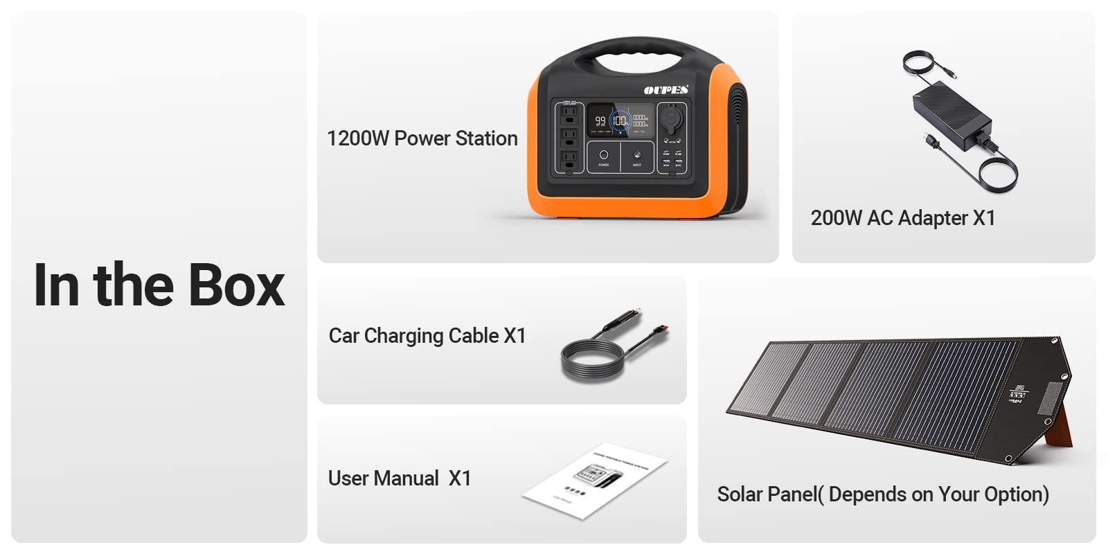 OUPES 1200W Solar Generator with 200w Panels Included, 992Wh Lifepo4 Power Station 3 x 1200W AC Outlets, Best for Camping Home Use, Power to RV/Van Trip