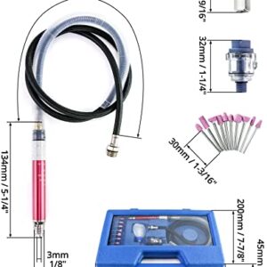 QWORK Air Micro Grinder, 1/8" Mini Pencil Polishing Cutting Tool Pneumatic Pencil Die Grinder, 65000 RPM Free Speed