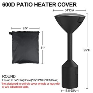 BLIKA Standup Patio Heater Cover,600D Heavy Duty Waterproof Heater Cover for Outdoor Heater-34"x18.5"x95",Black