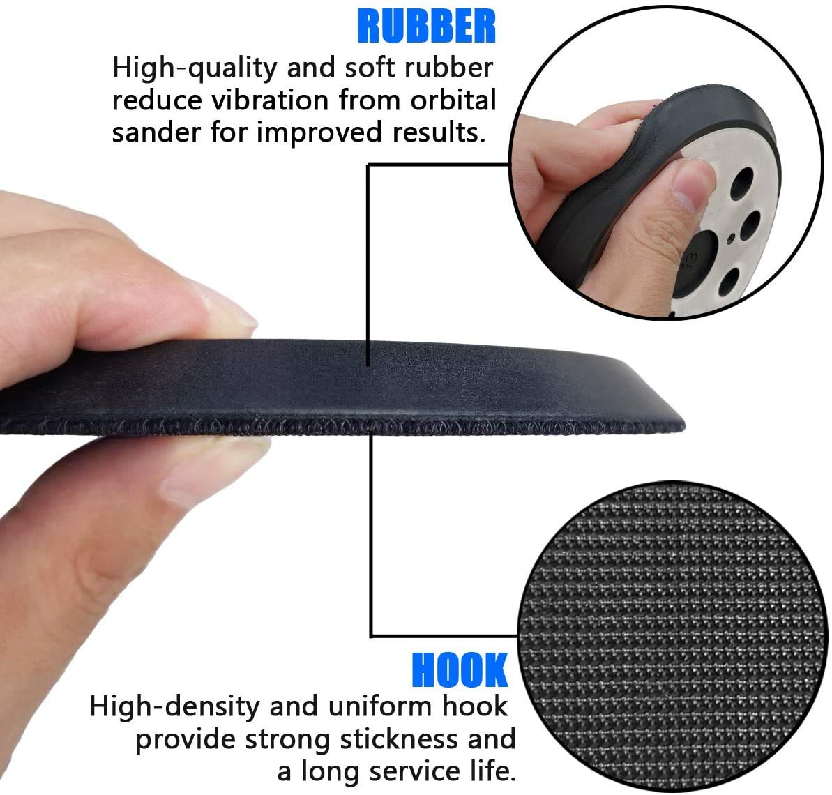 5 Inch 8 Hole Hook and Loop Sander Pad with Metal Backing - Compatible with Porter Cable 343 382, Replaces for DeWalt OE # 151281-08 Fits DW423 DW4388 D26451 D26453