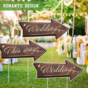 Wedding Directional Road Sign Wedding Directional Arrow Yard Sign with Exquisite Double-sided Printing Wedding Directional Signs,Waterproof Large Wedding Sign with Stakes,Wedding Supplies-5PCS