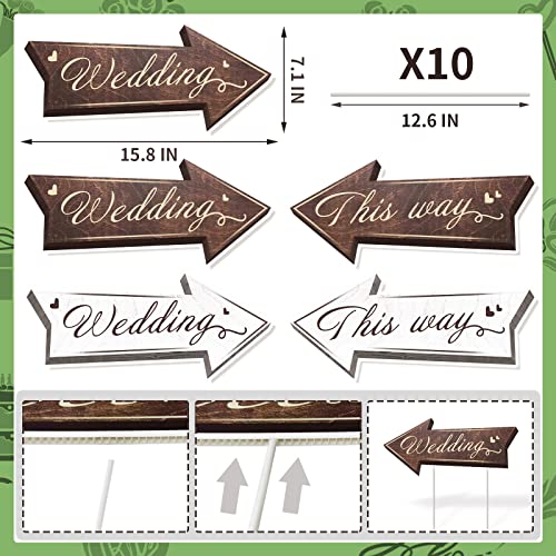 Wedding Directional Road Sign Wedding Directional Arrow Yard Sign with Exquisite Double-sided Printing Wedding Directional Signs,Waterproof Large Wedding Sign with Stakes,Wedding Supplies-5PCS