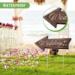 Wedding Directional Road Sign Wedding Directional Arrow Yard Sign with Exquisite Double-sided Printing Wedding Directional Signs,Waterproof Large Wedding Sign with Stakes,Wedding Supplies-5PCS