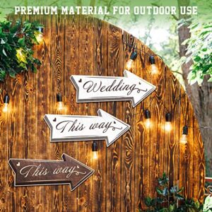 Wedding Directional Road Sign Wedding Directional Arrow Yard Sign with Exquisite Double-sided Printing Wedding Directional Signs,Waterproof Large Wedding Sign with Stakes,Wedding Supplies-5PCS