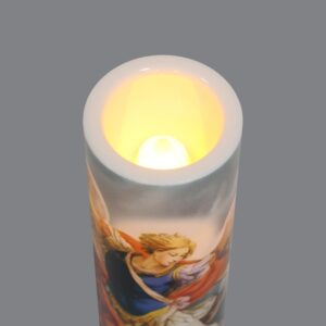 St Michael LED Flameless Devotion Prayer Candle, Religious Gift, Safe for Hospitals, Homes, Children, Has 6 Hour Timer for More Hours of Enjoyment and Devotion! Dimensions 8.1875" x 2.375"