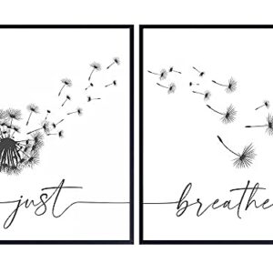 Just Breathe Wall Art - Inspirational Quotes Wall Decor - Encouragement Gifts for Women - Positive Quotes Wall Decor - Uplifting Gifts for Women - Bedroom Wall Art - Living Room Wall Art 8x10 Unframed