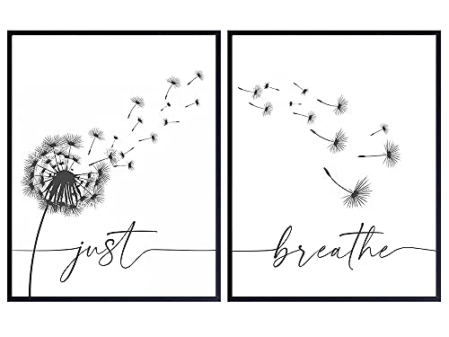 Just Breathe Wall Art - Inspirational Quotes Wall Decor - Encouragement Gifts for Women - Positive Quotes Wall Decor - Uplifting Gifts for Women - Bedroom Wall Art - Living Room Wall Art 8x10 Unframed