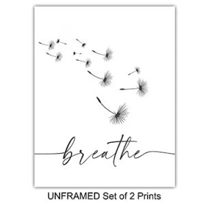 Just Breathe Wall Art - Inspirational Quotes Wall Decor - Encouragement Gifts for Women - Positive Quotes Wall Decor - Uplifting Gifts for Women - Bedroom Wall Art - Living Room Wall Art 8x10 Unframed