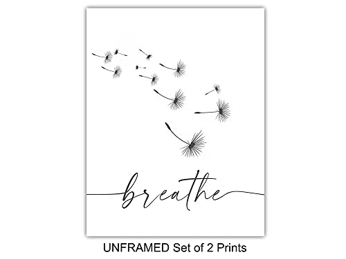 Just Breathe Wall Art - Inspirational Quotes Wall Decor - Encouragement Gifts for Women - Positive Quotes Wall Decor - Uplifting Gifts for Women - Bedroom Wall Art - Living Room Wall Art 8x10 Unframed