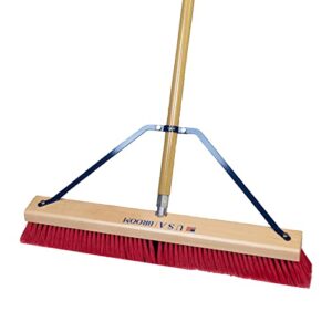 usa broom 24 in heavy duty push broom indoor/outdoor garage shop 100% made in usa