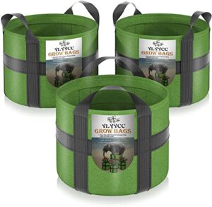 ylyycc 3-pack 5 gallon grow bags heavy duty thickened nonwoven plant fabric pots with handles, durable portable bags, cylindrical