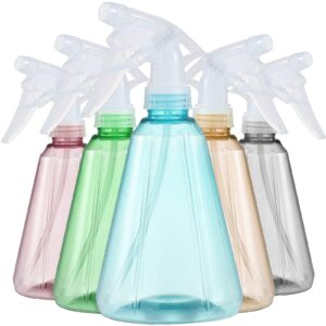 spray bottles pack of 5 water squirt bottle 17 oz adjustable empty plastic storage container for cleaning solutions, gardening, pets, plants, hair misting, leak proof, bpa free, 5 colors