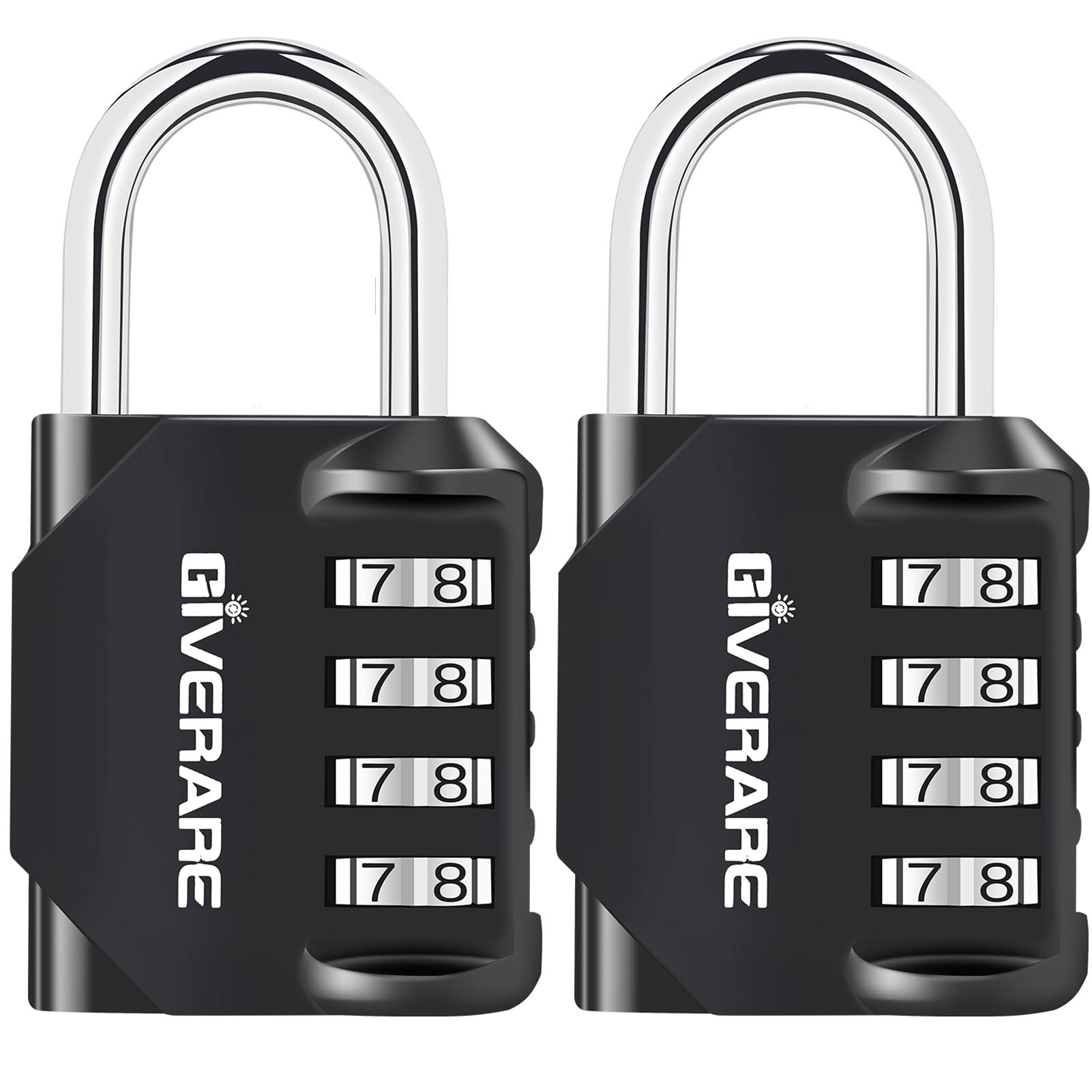 GIVERARE 2 Pack Combination Lock, 4-Digit Outdoor Waterproof Padlock, Keyless Resettable Zinc Alloy Locks for Gym, School, Employee Locker, Hasp, Fence, Storage, Chest, Gate, Cabinet, Toolbox