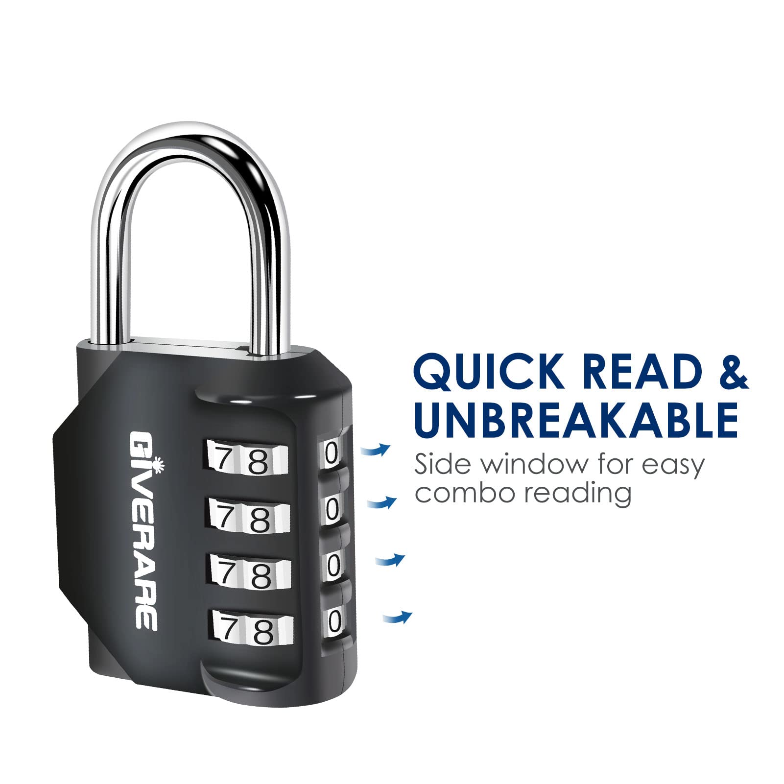 GIVERARE 2 Pack Combination Lock, 4-Digit Outdoor Waterproof Padlock, Keyless Resettable Zinc Alloy Locks for Gym, School, Employee Locker, Hasp, Fence, Storage, Chest, Gate, Cabinet, Toolbox