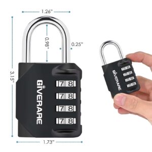 GIVERARE 2 Pack Combination Lock, 4-Digit Outdoor Waterproof Padlock, Keyless Resettable Zinc Alloy Locks for Gym, School, Employee Locker, Hasp, Fence, Storage, Chest, Gate, Cabinet, Toolbox