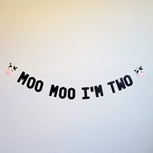 moo moo i'm two banner - 2nd birthday banner
